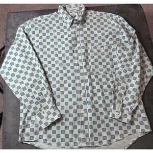 VTG Dockers Mens Button Up Long Sleeve Shirt Large Geometric Print Preppy Y2K